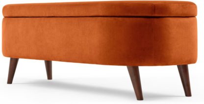 An Image of Lulu Ottoman Bench, Paprika Orange Velvet