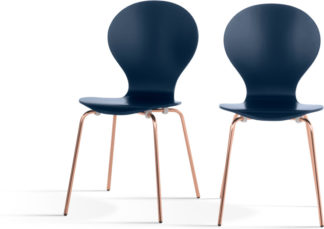 An Image of Set of 2 Kitsch Dining Chairs, Blue and Copper