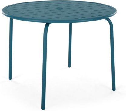 An Image of MADE Essentials Tice Garden 4 Seater Dining Table, Teal