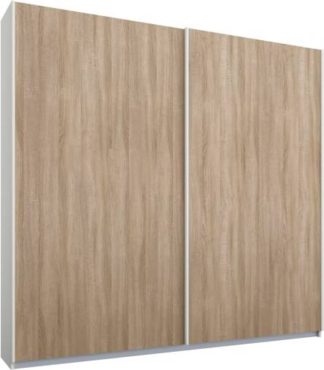 An Image of Malix 2 door 181cm Sliding Wardrobe, White frame,Oak doors , Premium Interior
