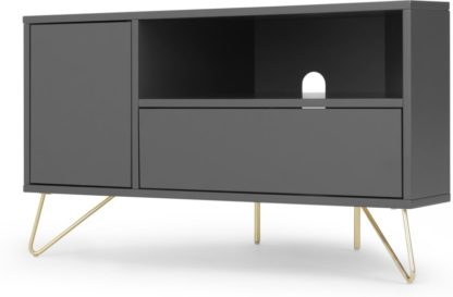 ac97bdd4dea4d724536c363873047d891da17bced2f50636fb57cb3639ce35d8.jpg An Image of Elona Corner Media Unit, Charcoal and Brass