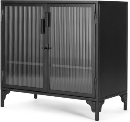 An Image of Rankin Compact Cabinet, Ribbed glass and Black metal