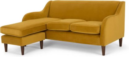 An Image of Helena Large Chaise End Corner Sofa, Plush Tumeric Velvet