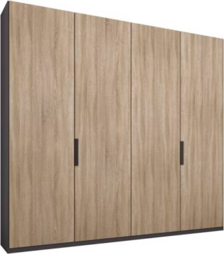 An Image of Caren 4 door 200cm Hinged Wardrobe, Graphite Grey Frame, Oak Doors, Classic Interior