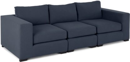 An Image of Mortimer 4 Seater Modular Sofa, Deep Blue Cotton