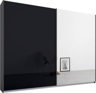 An Image of Malix 2 door 225cm Sliding Wardrobe, Graphite Grey frame,Basalt Grey Glass & Mirror doors , Premium Interior