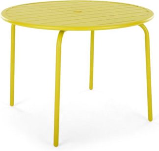 An Image of MADE Essentials Tice Garden 4 Seater Dining Table, Chartreuse