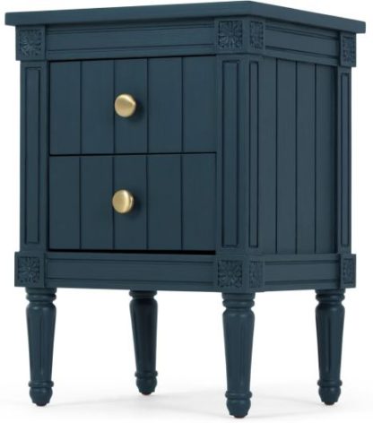 afd7dfa8b81b03733a1e0c1fe2d12f6ca0bcfc29e72537a784987646f0255f75.jpg An Image of Bourbon Vintage Bedside Table, Dark Blue