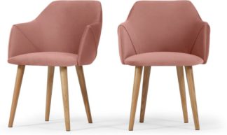 An Image of Set of 2 Lule Carver Dining Chairs, Blush Pink Velvet