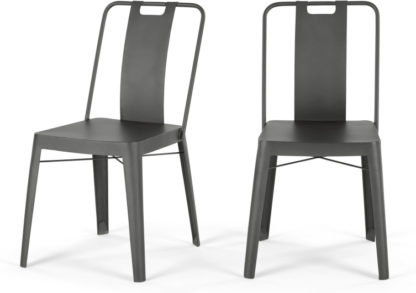 An Image of Set of 2 Edny Metal Chairs, Gunmetal