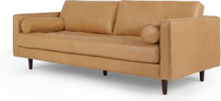 An Image of Scott 3 Seater Sofa, Chalk Tan Premium Leather