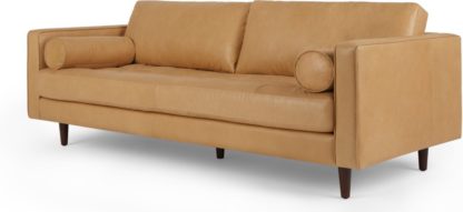 An Image of Scott 3 Seater Sofa, Chalk Tan Premium Leather