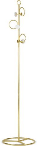 An Image of Sakari Marble Detail Coat Stand, Brushed Brass