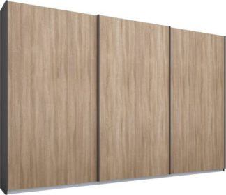 An Image of Malix 3 door 270cm Sliding Wardrobe, Graphite Grey frame,Oak doors , Classic Interior