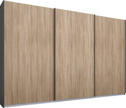 An Image of Malix 3 door 270cm Sliding Wardrobe, Graphite Grey frame,Oak doors , Classic Interior