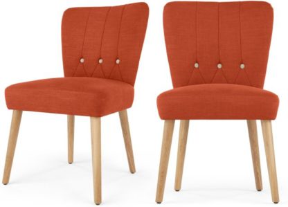 An Image of 2 x Charley Dining Chairs, Retro Orange and Beige