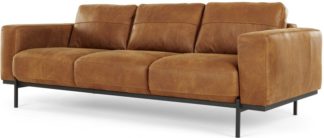 An Image of Jarrod 3 Seater Sofa, Outback Tan Leather