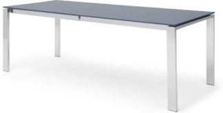 An Image of Cranham 8 - 10 seat Extending Dining Table, Blue Glass and Stainless Steel