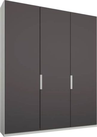 An Image of Caren 3 door 150cm Hinged Wardrobe, White Frame, Matt Graphite Grey Doors, Classic Interior