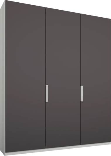 An Image of Caren 3 door 150cm Hinged Wardrobe, White Frame, Matt Graphite Grey Doors, Standard Interior