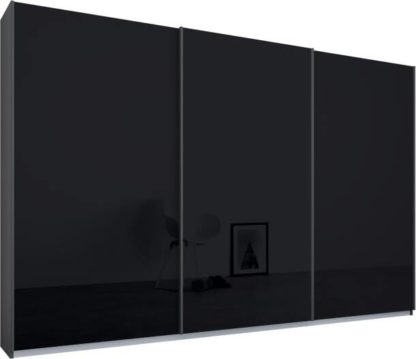 An Image of Malix 3 door 270cm Sliding Wardrobe, Graphite Grey frame,Basalt Grey Glass doors , Classic Interior