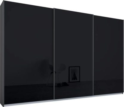 b5cf2a78f62d5199abd7a7ba2c5fd4580d04888e09e760facfb20c703386c018-2.jpg An Image of Malix 3 door 270cm Sliding Wardrobe, Graphite Grey frame,Basalt Grey Glass doors , Premium Interior