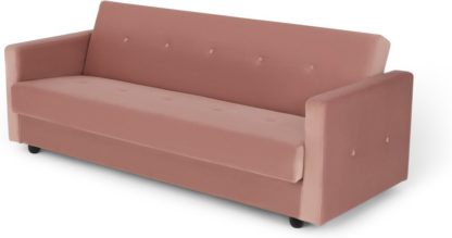 An Image of Chou Click Clack Sofa Bed with Storage, Velvet Vintage Pink