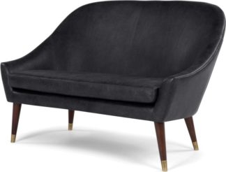 An Image of Seattle 2 Seater Sofa, Black Premium Leather