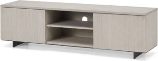 An Image of Claus Wide TV Stand, Grey Concrete and Light Oak