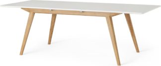 An Image of Aveiro 6-8 Seat Extending Dining Table, Natural Oak and White