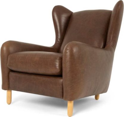b8ddd62905ed1d04e28a88e8ff1c8126910bd73be29c037c458f39c67be22085.jpg An Image of Rubens Wingback Armchair, Cuba Brown Leather