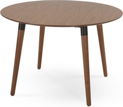 An Image of Edelweiss 4 Seat Round Dining Table, Walnut and Black