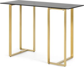 An Image of Saffie Console Desk, Brass & Smoked Glass