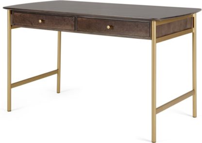 baa8b93a73fbddc579ba44cf9518c011077a3094c9bb5ca7f0f0f395976e2114.jpg An Image of Bortolin Desk, Mango Wood and Brass