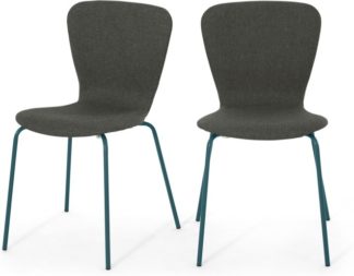 An Image of Set of 2 Luno Dining Chairs, Grey and Teal