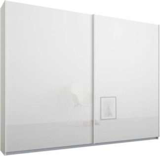 An Image of Malix 2 door 225cm Sliding Wardrobe, White frame,White Glass doors, Standard Interior