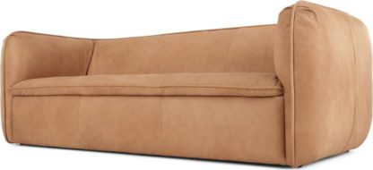 An Image of Berko 3 Seater Sofa, Tan Leather