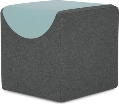 An Image of MADE Essentials Macy Table Tray Pouffe, Marl Grey & Aqua