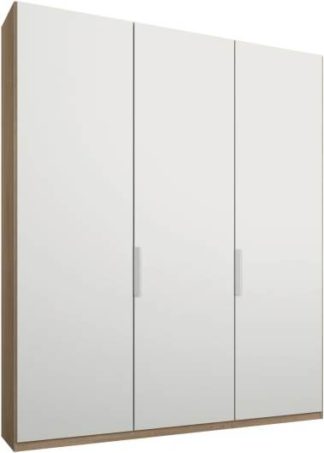 An Image of Caren 3 door 150cm Hinged Wardrobe, Oak Frame, Matt White Doors, Classic Interior