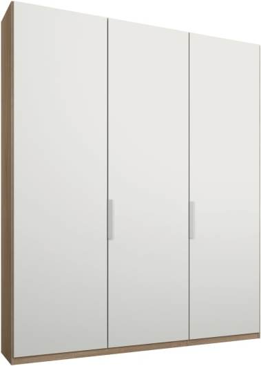 An Image of Caren 3 door 150cm Hinged Wardrobe, Oak Frame, Matt White Doors, Standard Interior