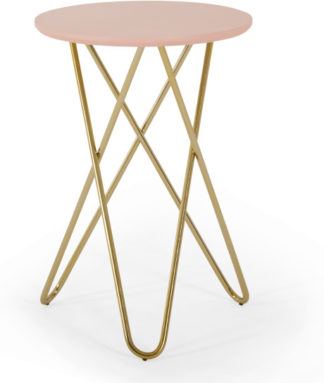 An Image of Eibar Side Table, Pink and Brass
