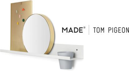 bf0476b6bb10707f59aac27ba5b51b7b066a79a32d760c5819db7bd77e9e3e60.jpg An Image of Assembly Tom Pigeon Shelf with Accessories, White & Brass