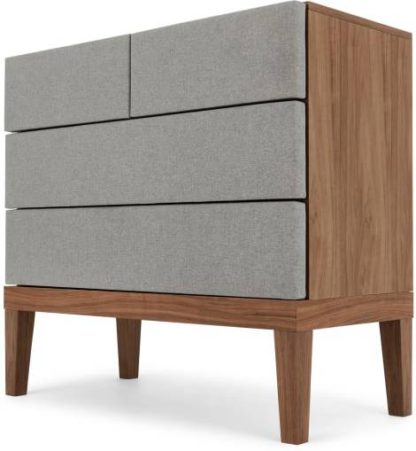 An Image of Lansdowne Upholstered Chest Of Drawers, Walnut and Heron Grey