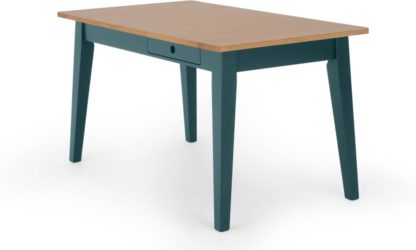 An Image of Ralph 6 Seat Compact Dining Table, Oak and Teal