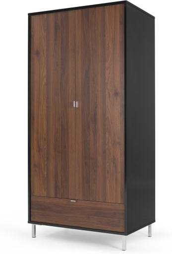 An Image of Latymer Wardrobe, Walnut Effect and Black Gloss