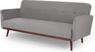 An Image of Stevie Click Clack Sofa Bed, Marshmallow Grey and Walnut Legs