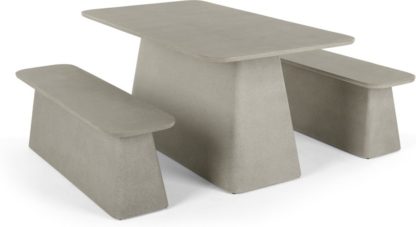 An Image of Kalaw Garden Dining Table and Bench Set, Concrete