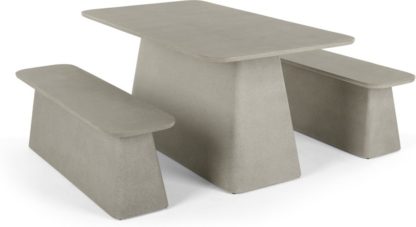bfee524ee0e8235be7a428b1bd2a8db2b1a7d3a348d4ca2ce8ad68428d9c5b91.jpg An Image of Kalaw Garden Dining Table and Bench Set, Concrete