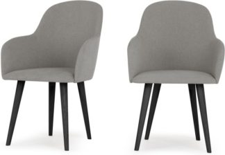 An Image of Set of 2 Stig High Back Carver Dining Chairs, Manhattan Grey and Black