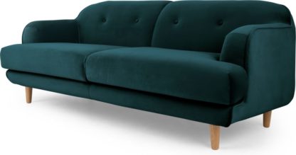 An Image of Gracie 3 Seater Sofa, Seafoam Blue Velvet